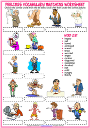 Feelings ESL Vocabulary Worksheets